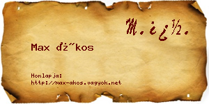 Max Ákos névjegykártya